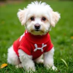 Cute Small Dog Wearing a Balloon Dog Sweater