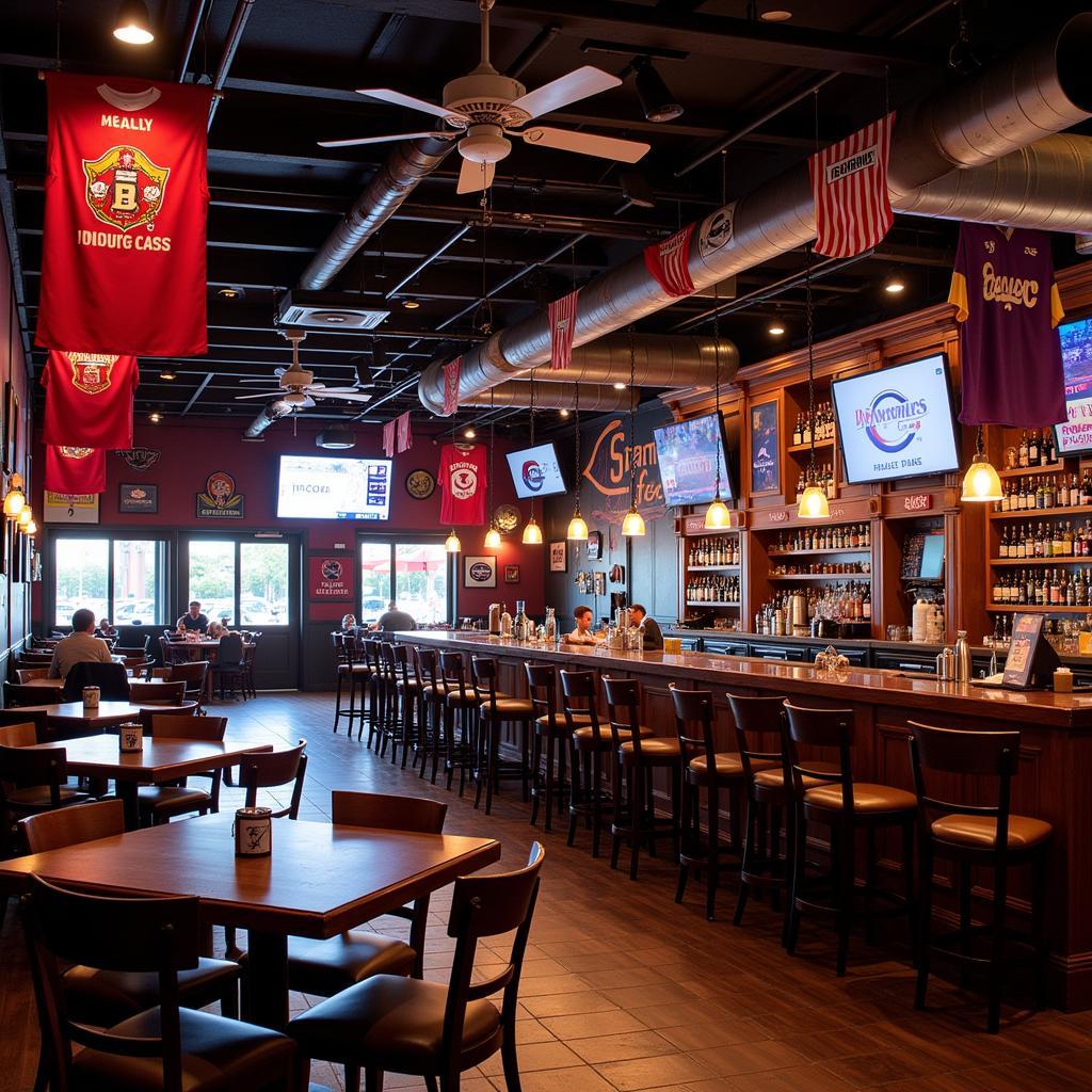 Sports Bar Decorated for Football Season