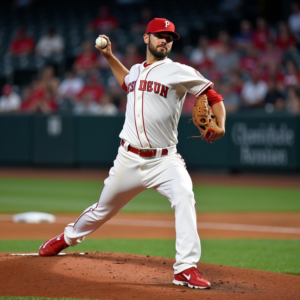 Pitcher throwing a fastball