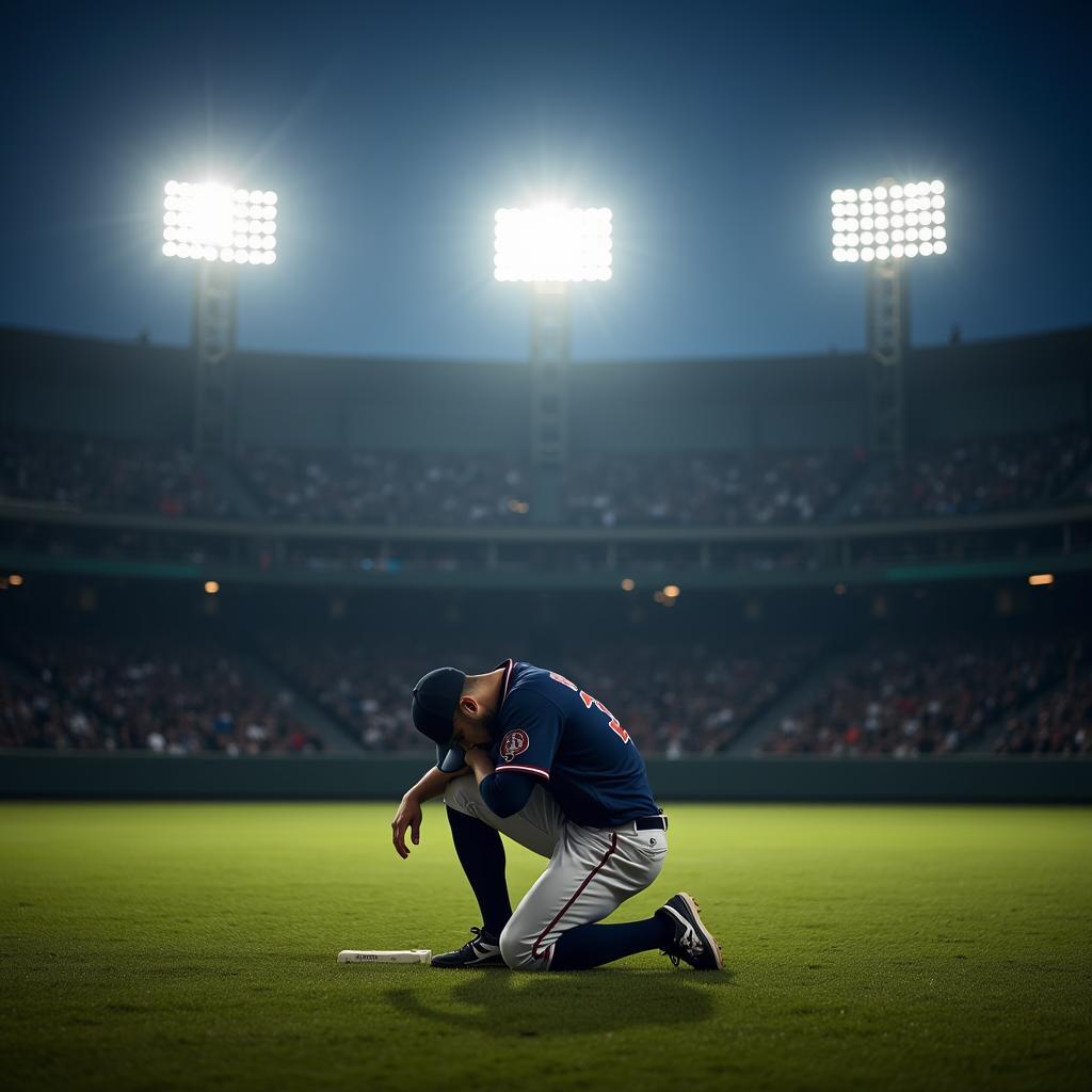 Baseball Player Praying Before Game