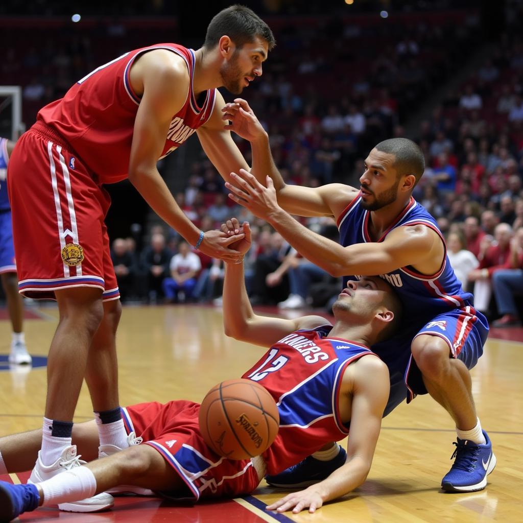 Basketball players showing respect to each other