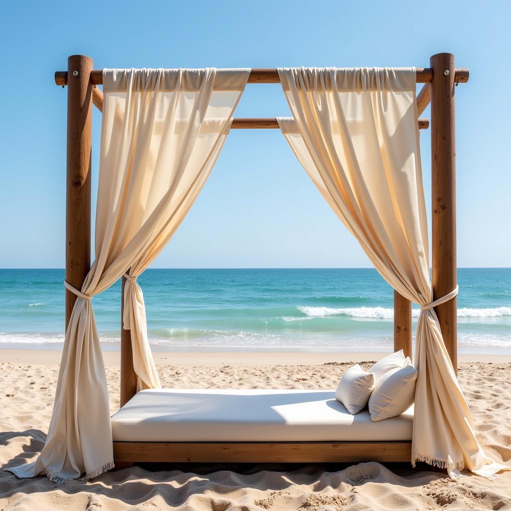 Beachfront Cabana with Drawn Curtains for Privacy