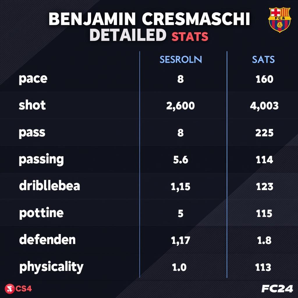 An overview of Benjamin Cremaschi's key stats in FC 24