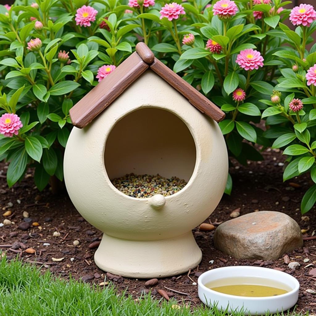 Bird Planter Placed Near Shrubs