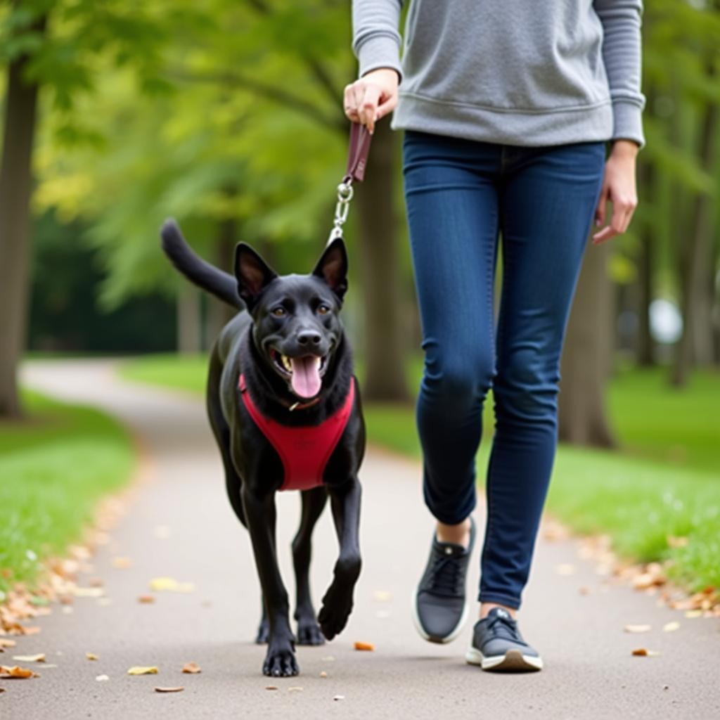 Black Basenji Mix Enjoying a Walk