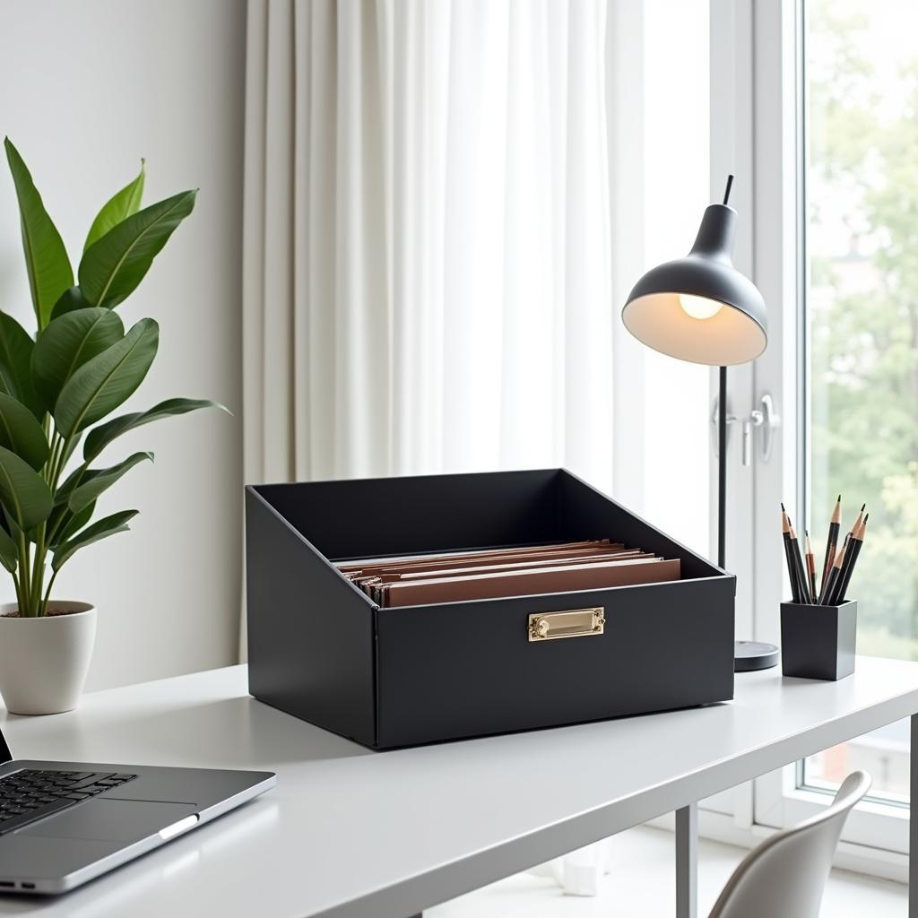 Black File Tray in a Modern Office Setting