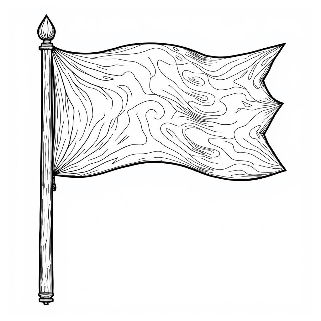 Blank Flag Coloring Page with Detailed Design