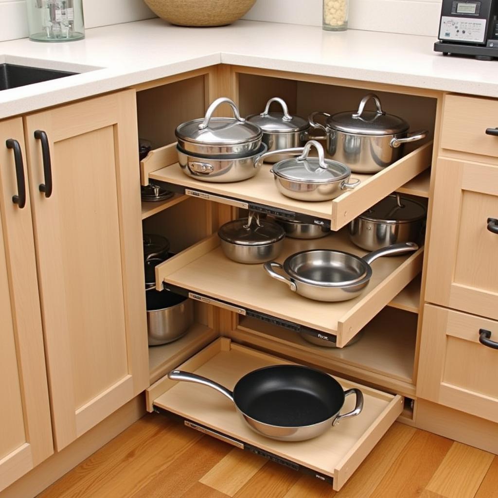 Blind corner pull-out mechanism installed in a corner upper kitchen cabinet