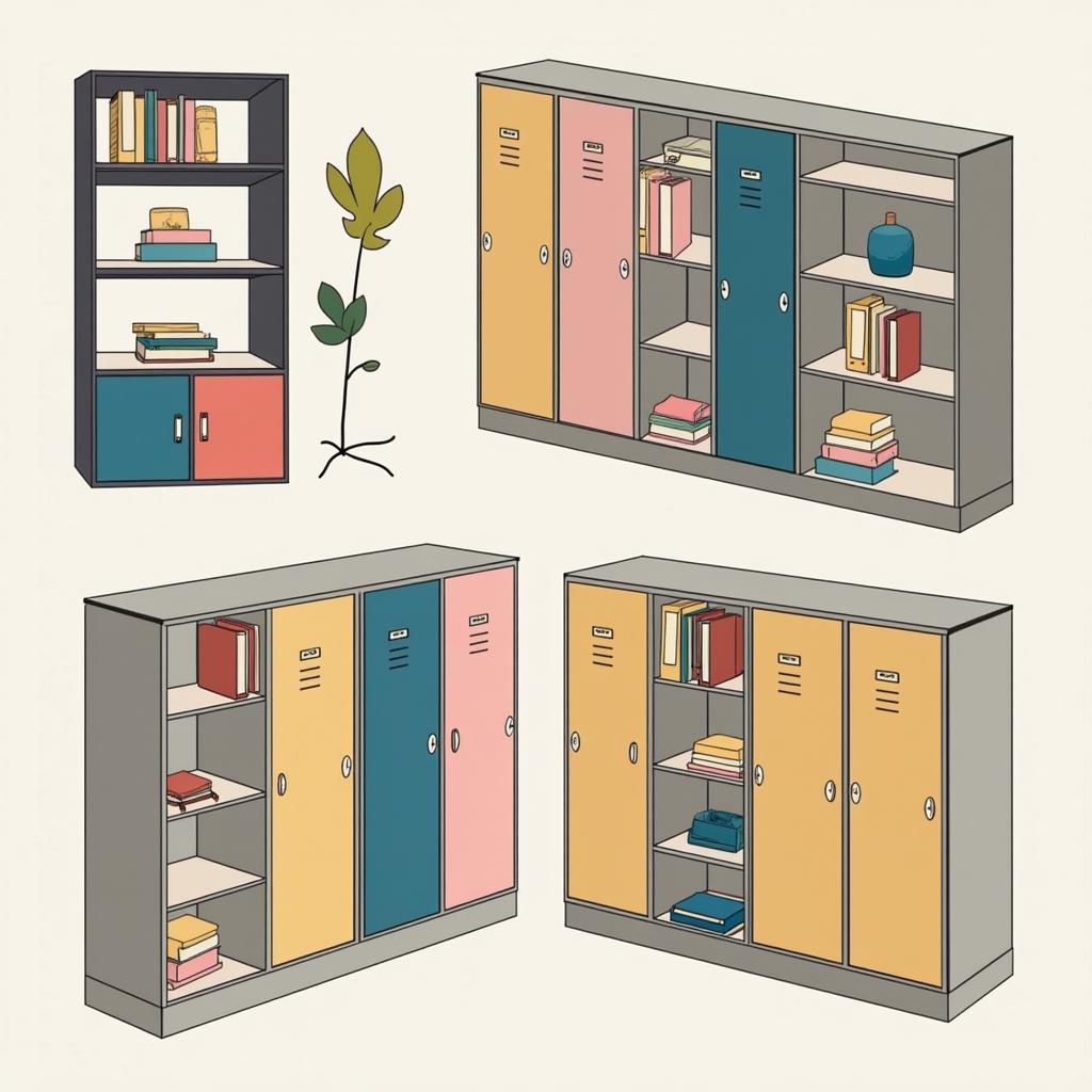 Bookshelf lockers used as room dividers to maximize space