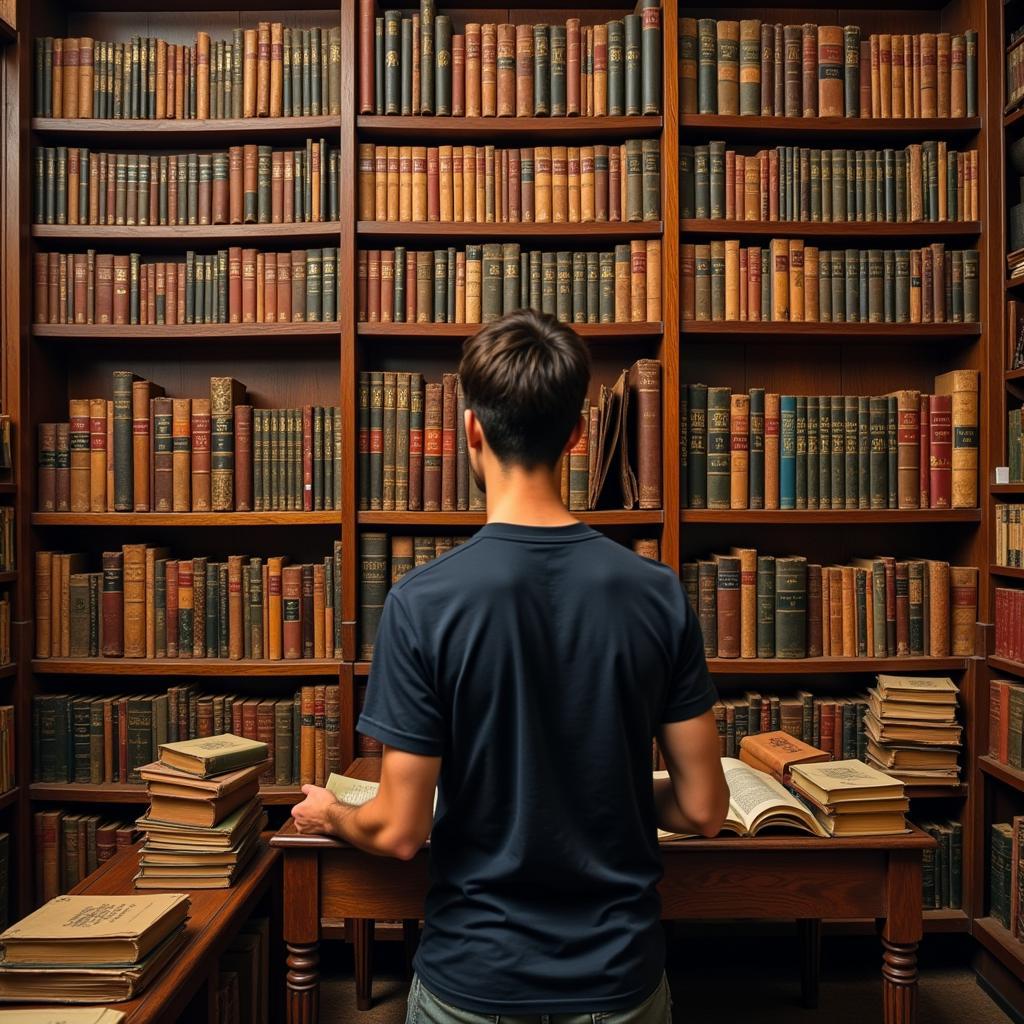 Searching for a First Edition of Breakfast of Champions in an Antique Bookstore