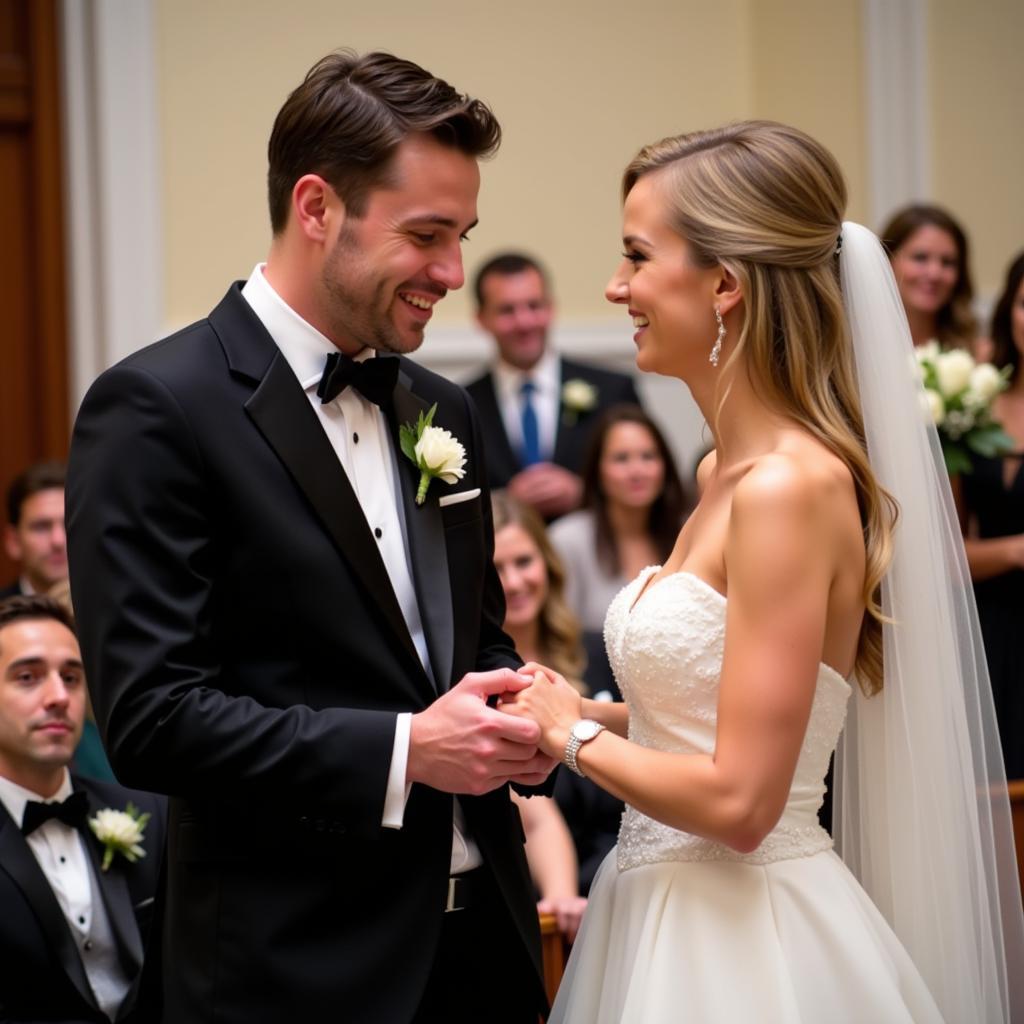 Brian O'Neill and his wife, Courtney, on their wedding day.