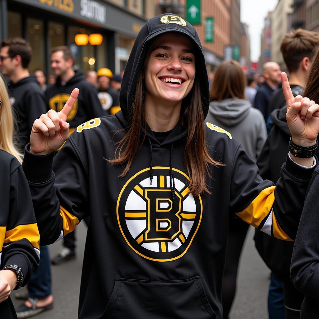 Bruins Fans Displaying Black and White Logo with Pride