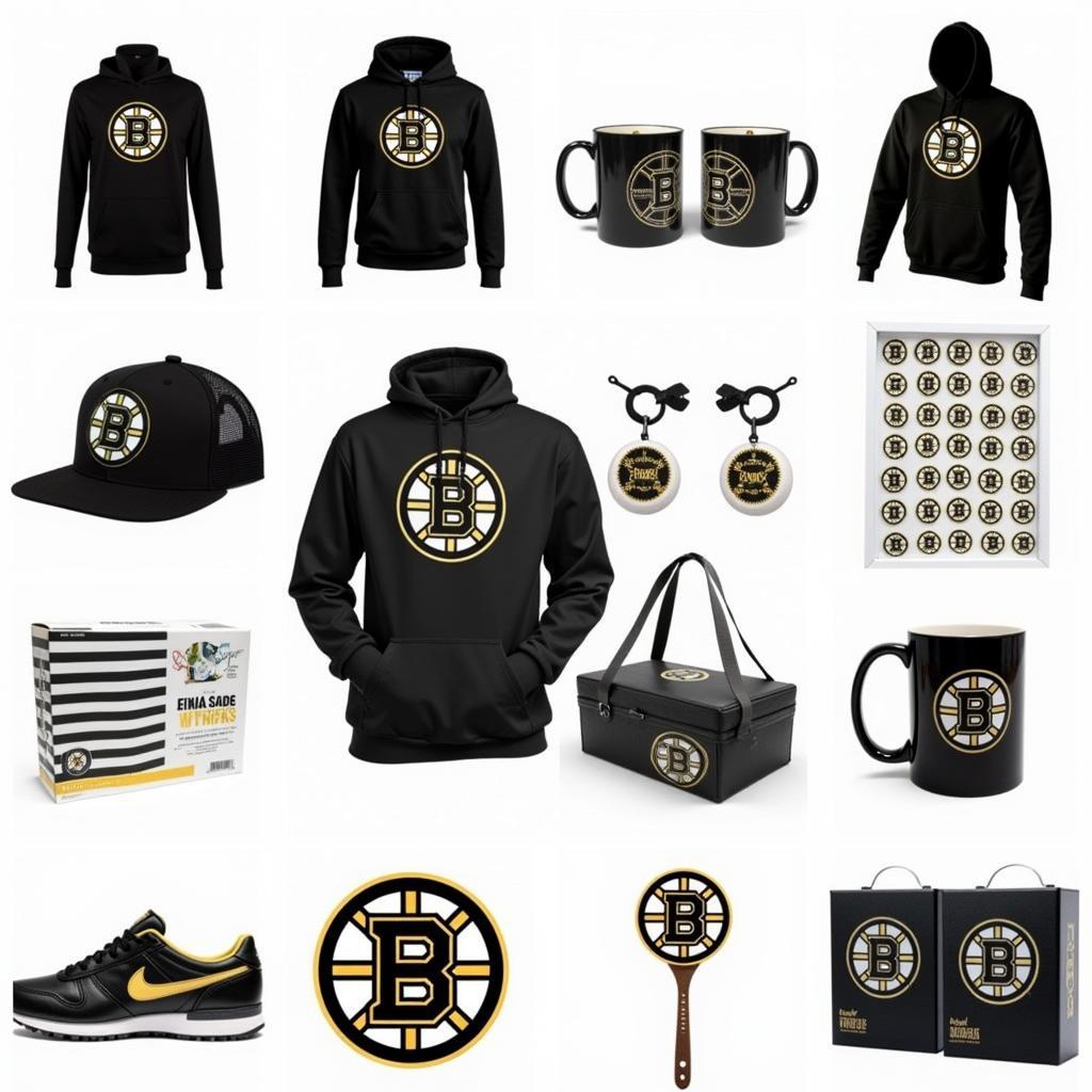 Variety of Bruins Logo Black and White Merchandise