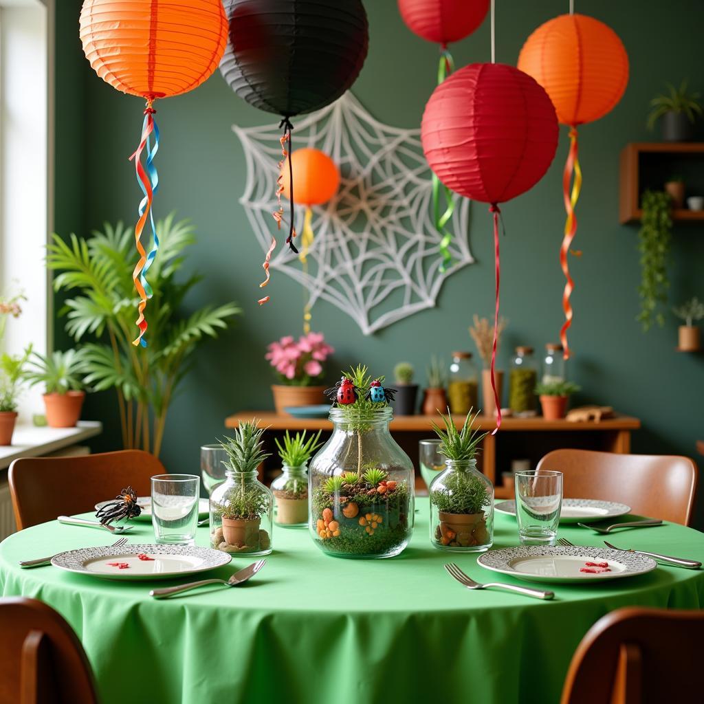 Bug-themed birthday party decorations