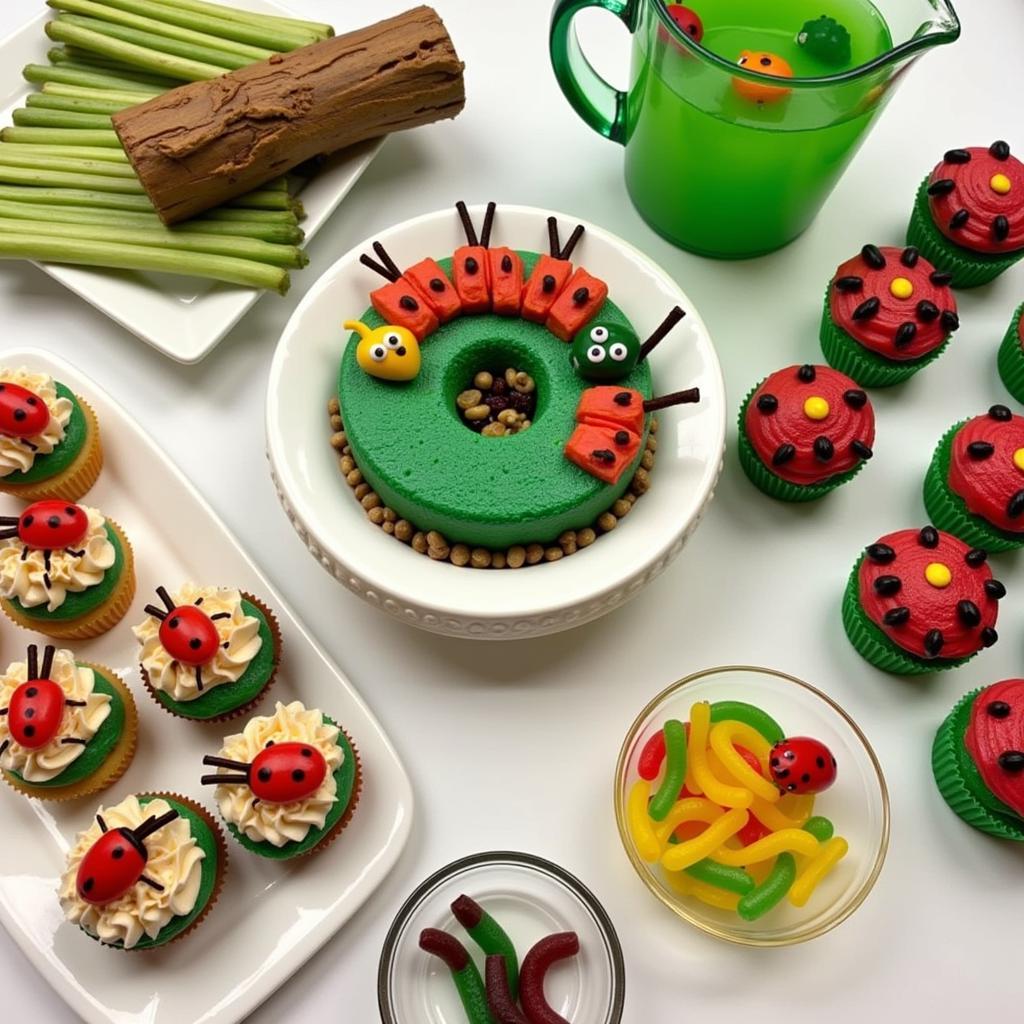 Bug-themed party food and snacks