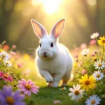 Bunny Frolicking in a Flower Field