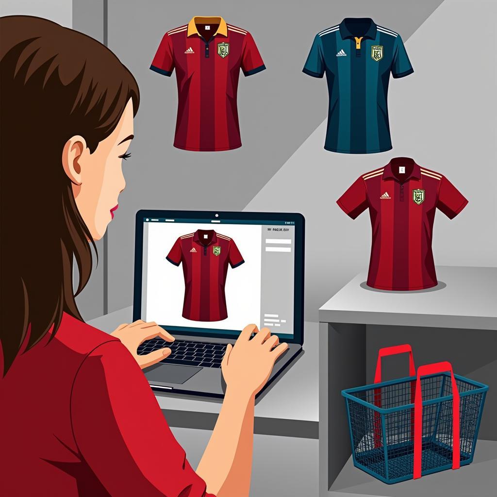 A person browsing Torino FC kits on an e-commerce website on their laptop.