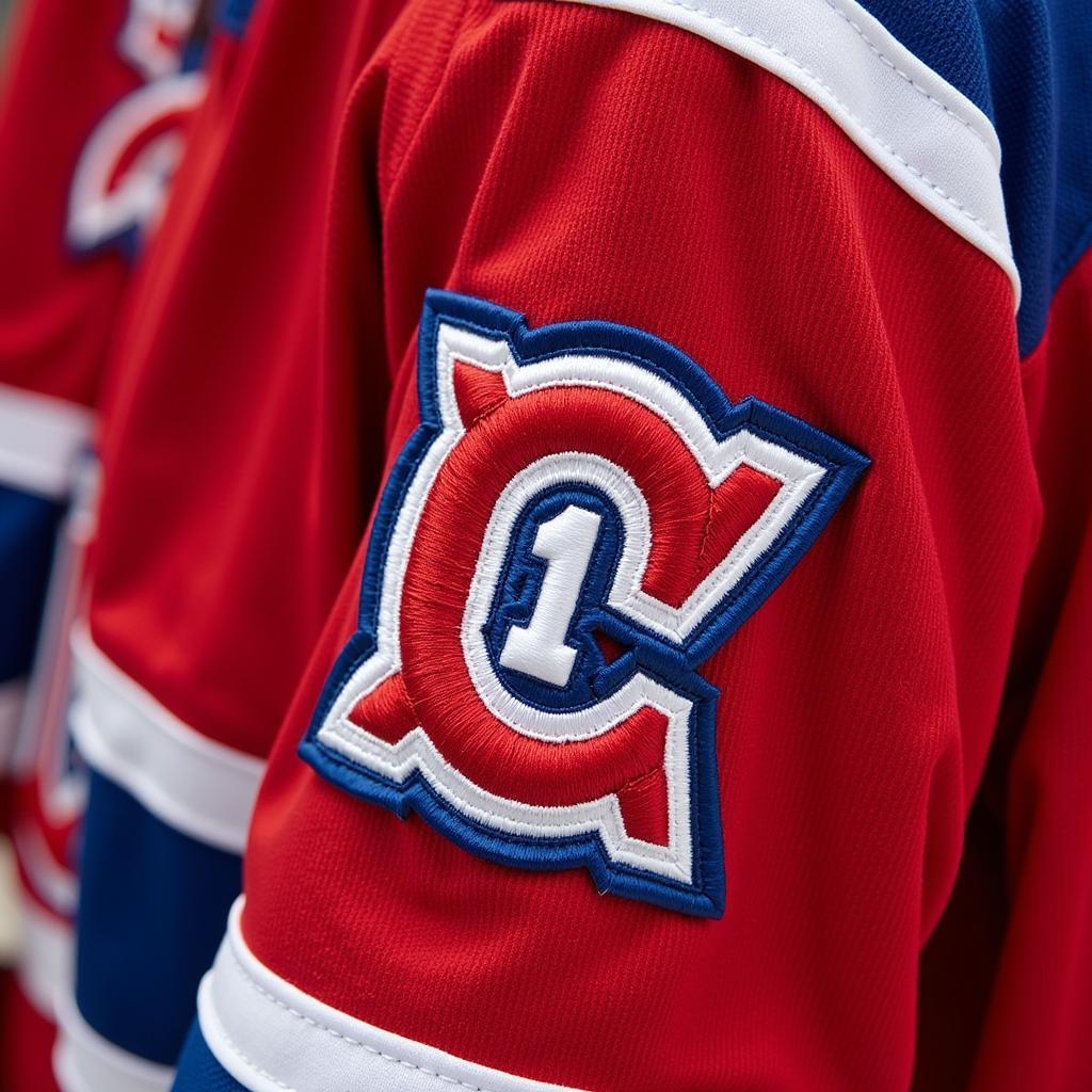 Close-up of Captain's C on a Hockey Jersey