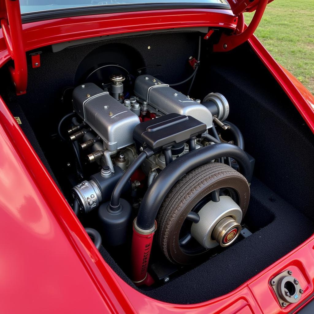 Detailed view of the Porsche Carrera 74 engine