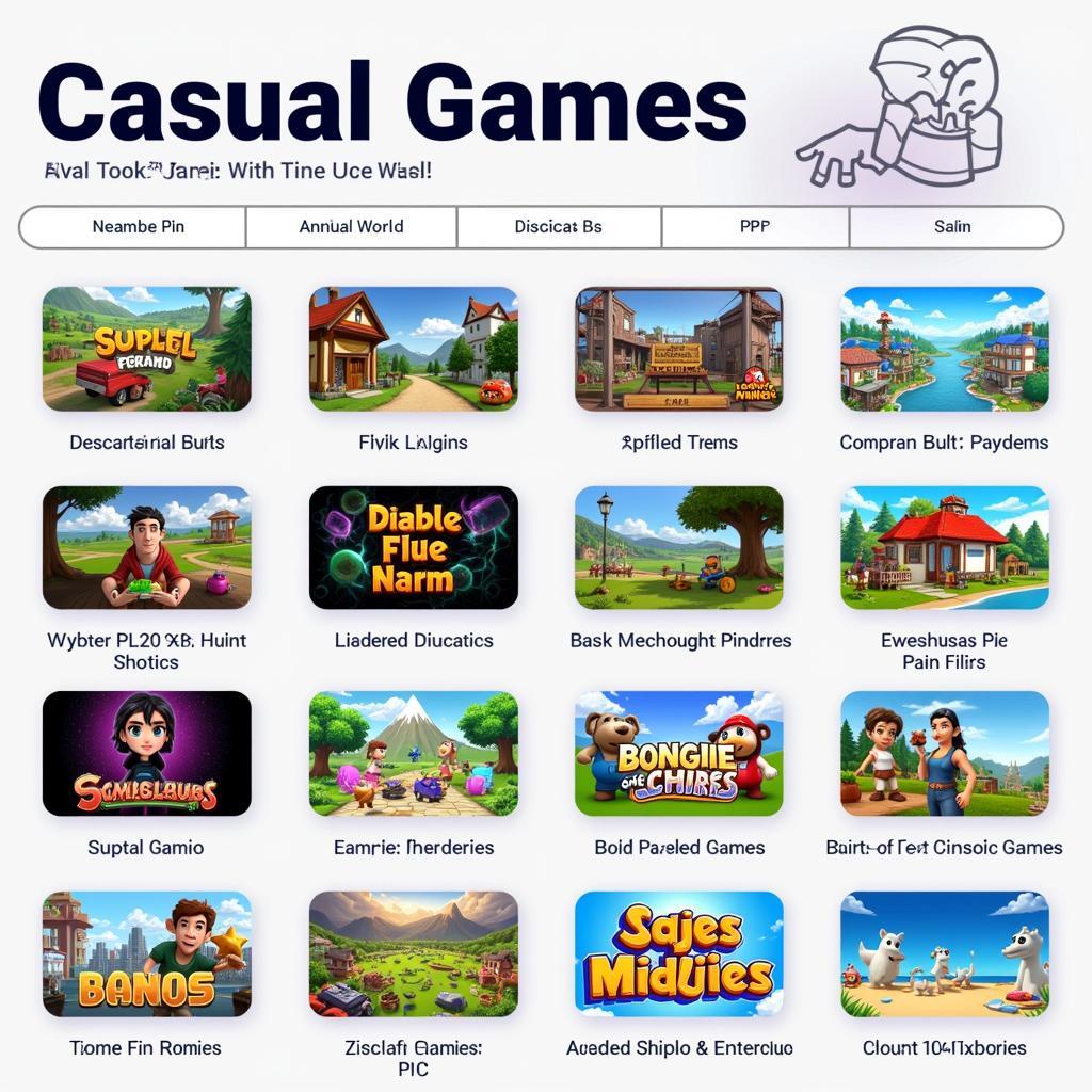 Diverse selection of casual games across different platforms.