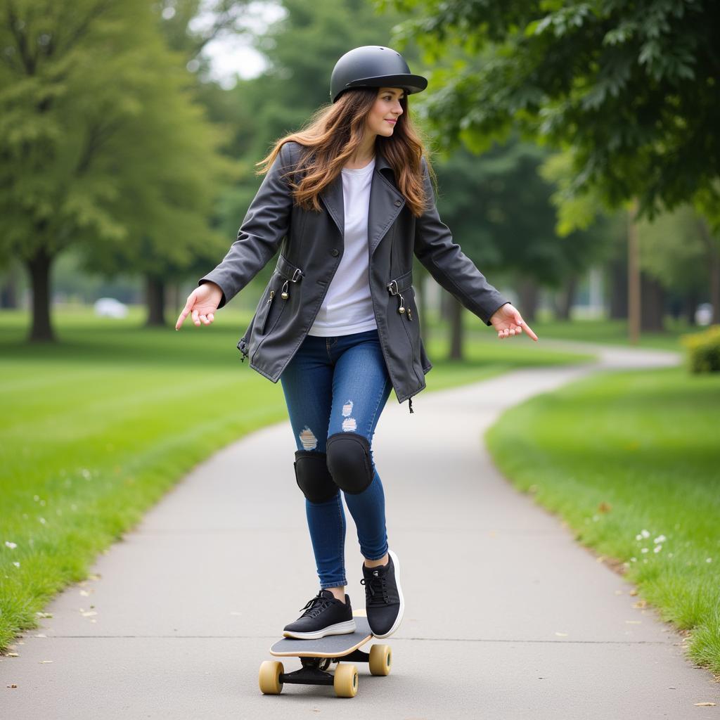 Casual Skateboarding on Smooth Surface