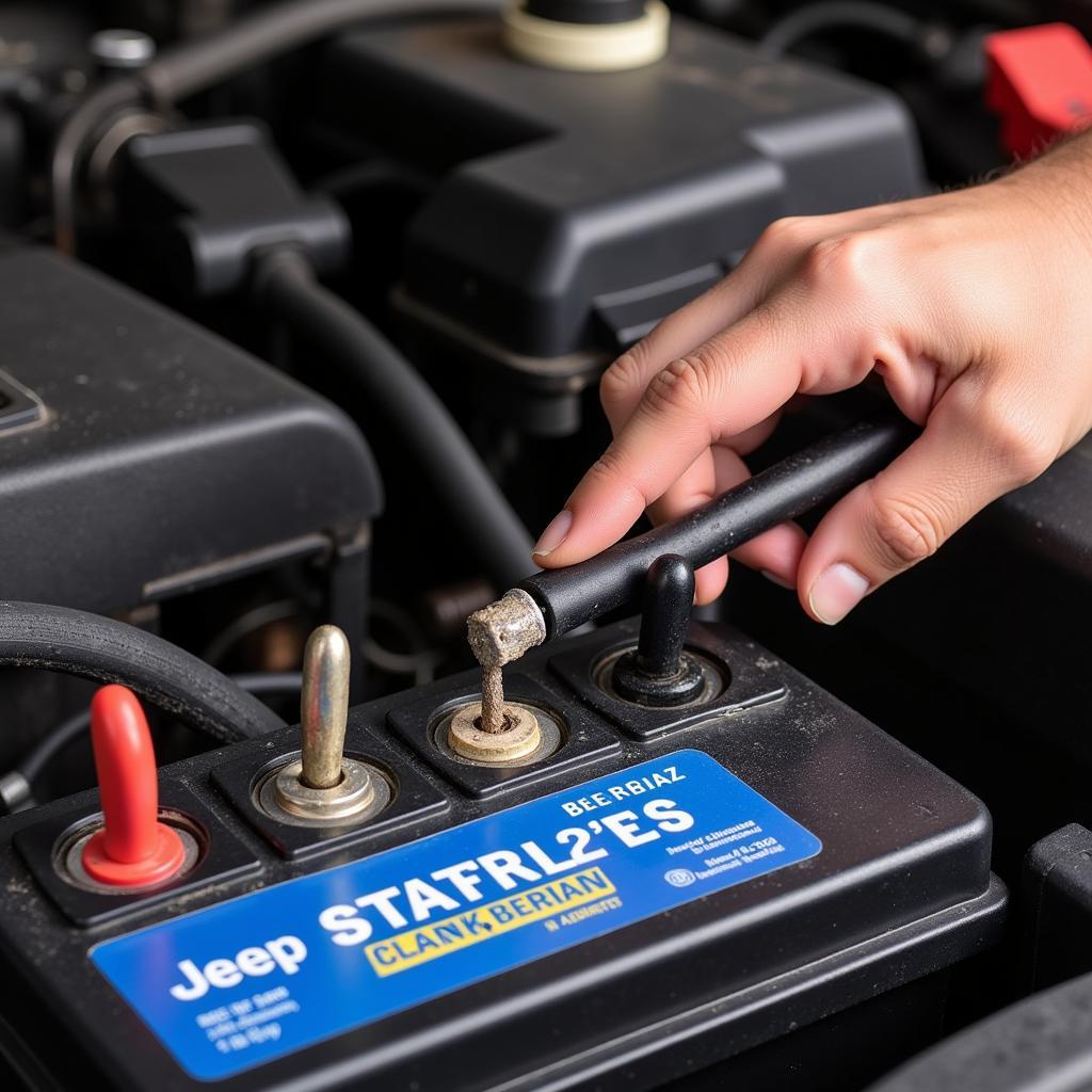 Checking Battery Terminals for Corrosion on a Jeep Cherokee