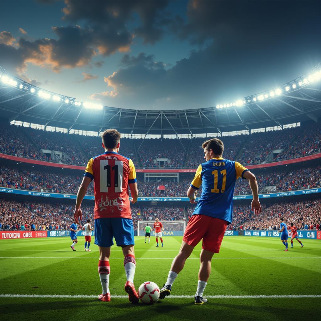 Image depicting the fierce rivalry between two football clubs during a clash of clubs.