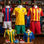 Classic Retro Football Kits on Display