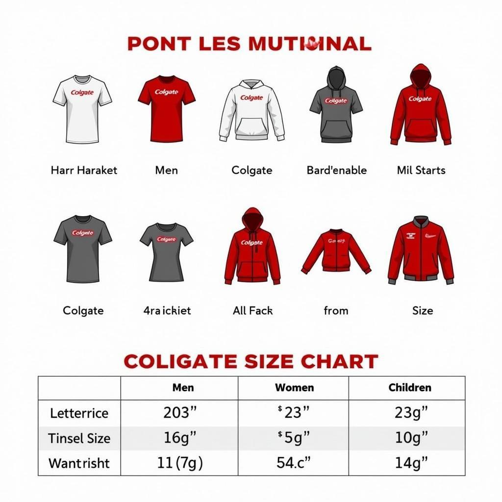 Colgate Apparel Size and Fit Guide