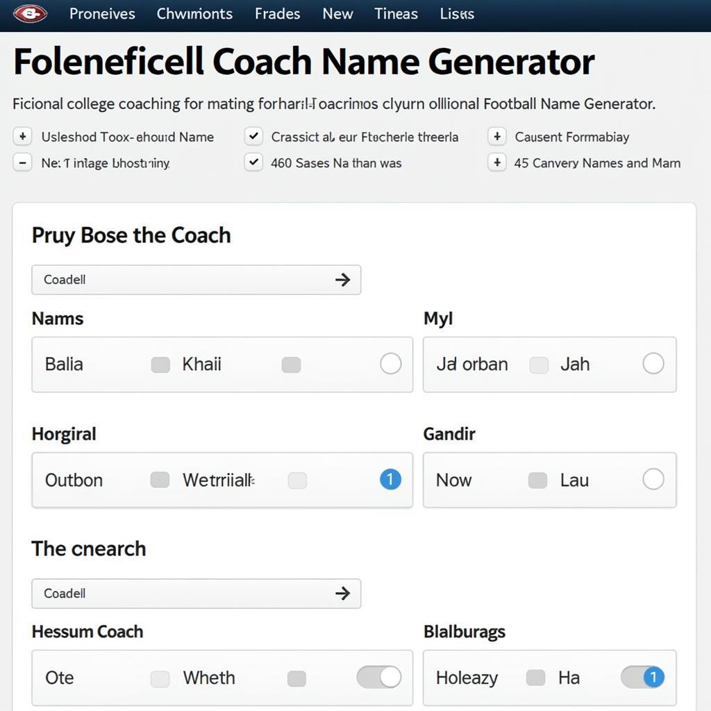 College Football Coach Name Generator Screenshot