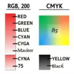 Color Code Representation of 200 85 75 in RGB and CMYK