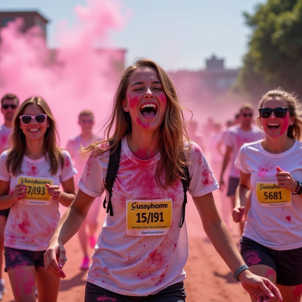 Color Run Participants Having Fun