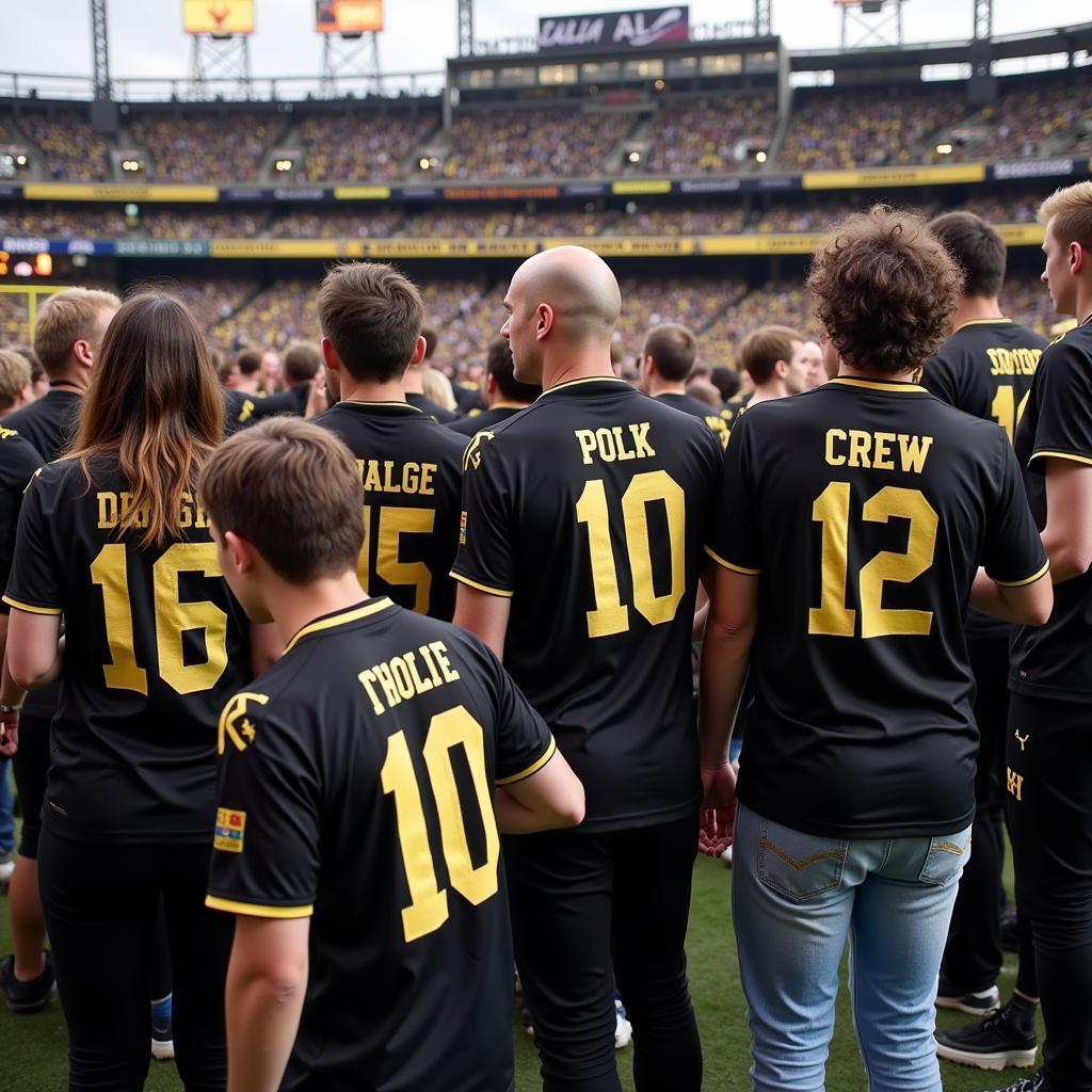 Columbus Crew fans sporting the black jersey at a home game