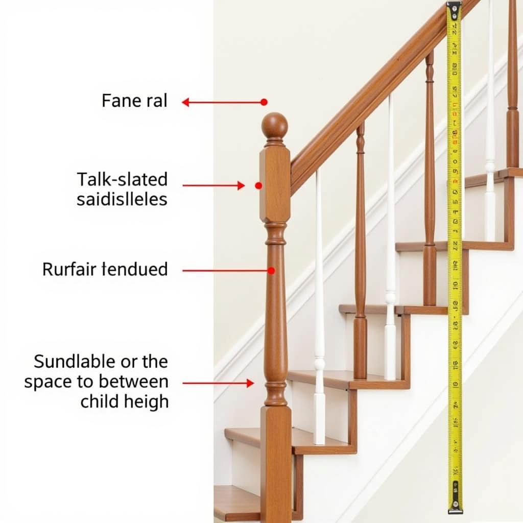 Stairrail meeting safety regulations with correct height and baluster spacing