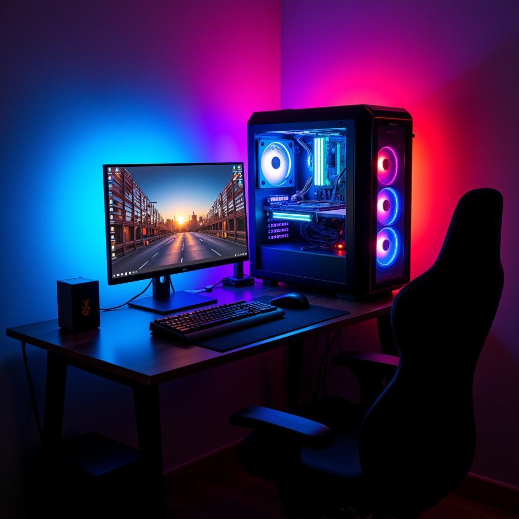 Ambient Lighting Enhancing a Corner PC Key Setup