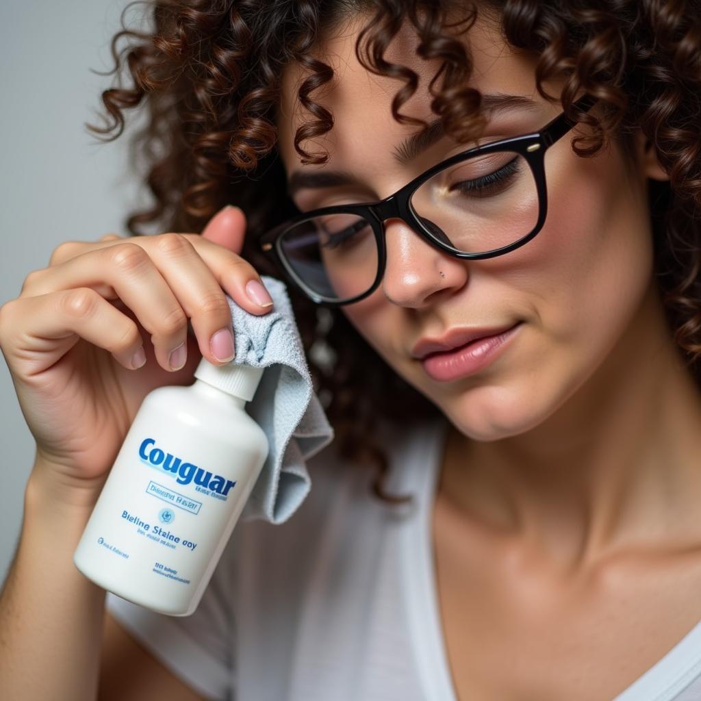 Cleaning cougar glasses with a microfiber cloth