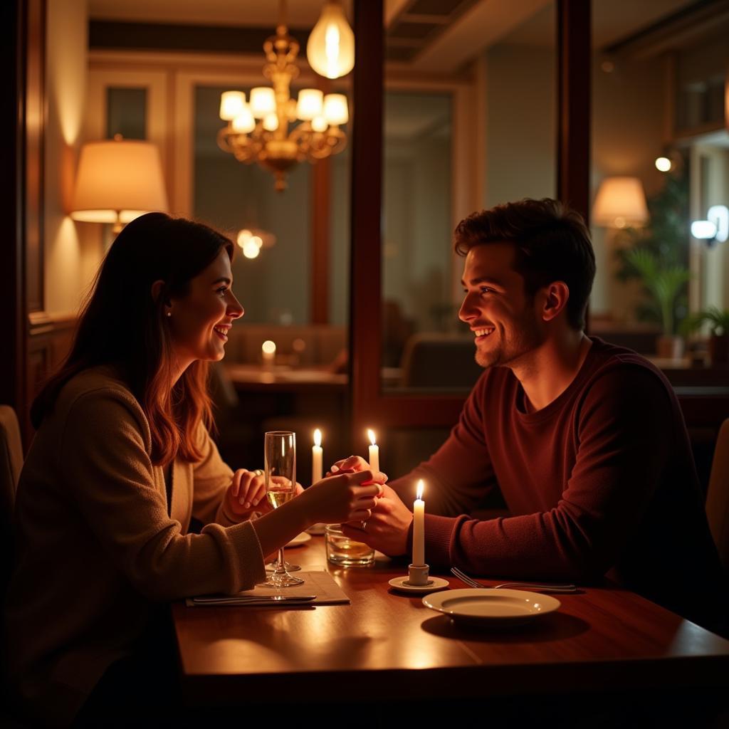 Couple enjoying a romantic dinner date