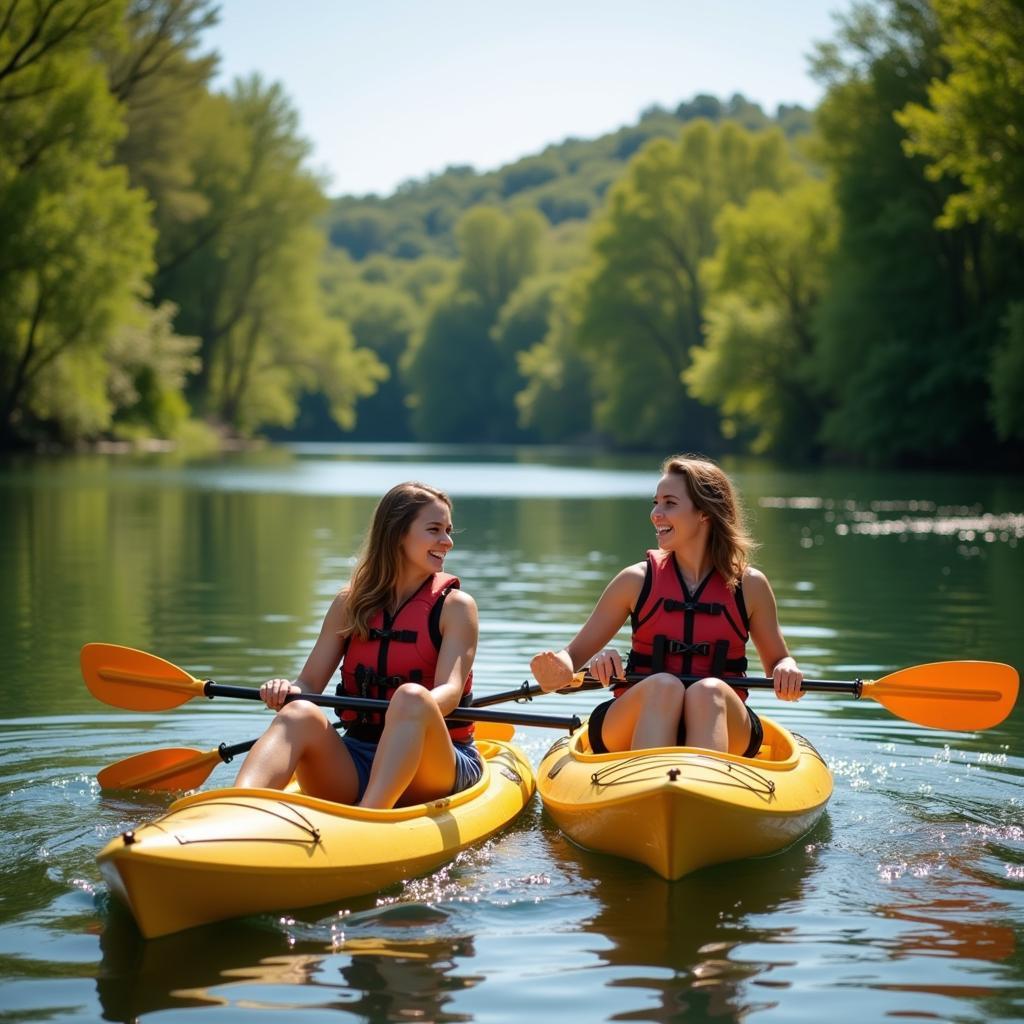 Couple enjoying a kayaking date