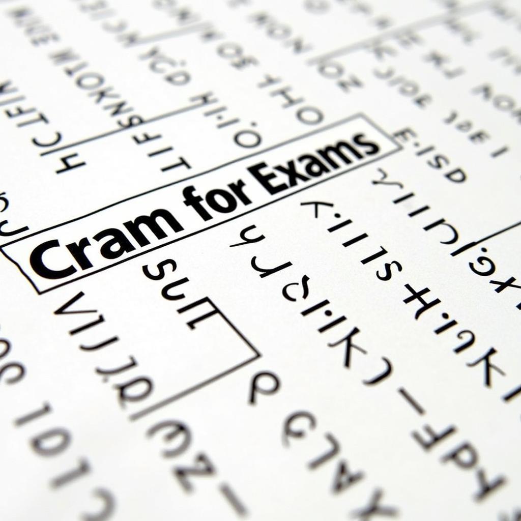 Crossword Puzzle with "Cram for Exams" Clue