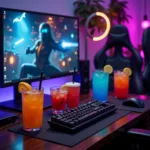 Gaming Setup with Themed Drinks