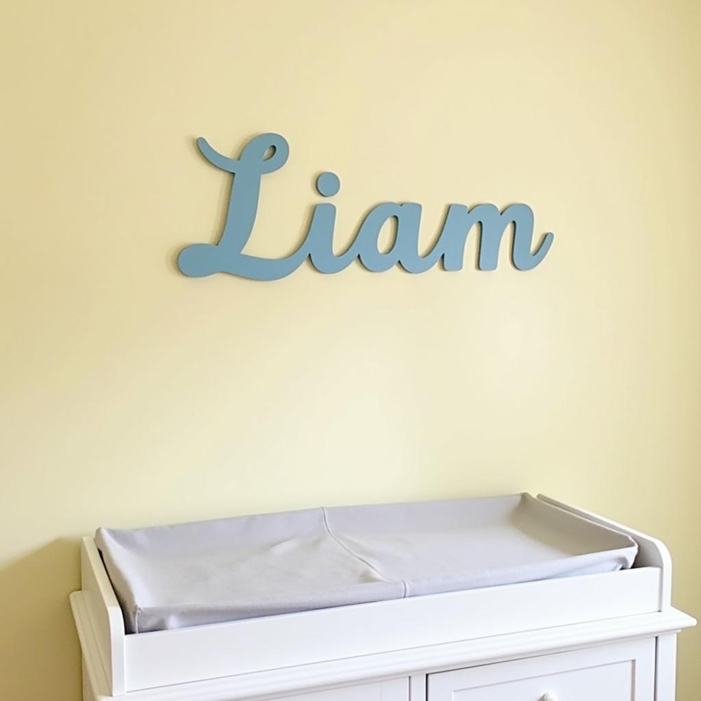 Custom Name Sign above Changing Table