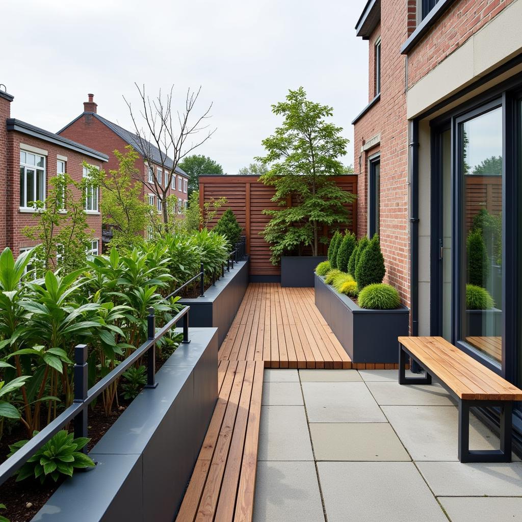 Custom Railing Platform for a Rooftop Garden