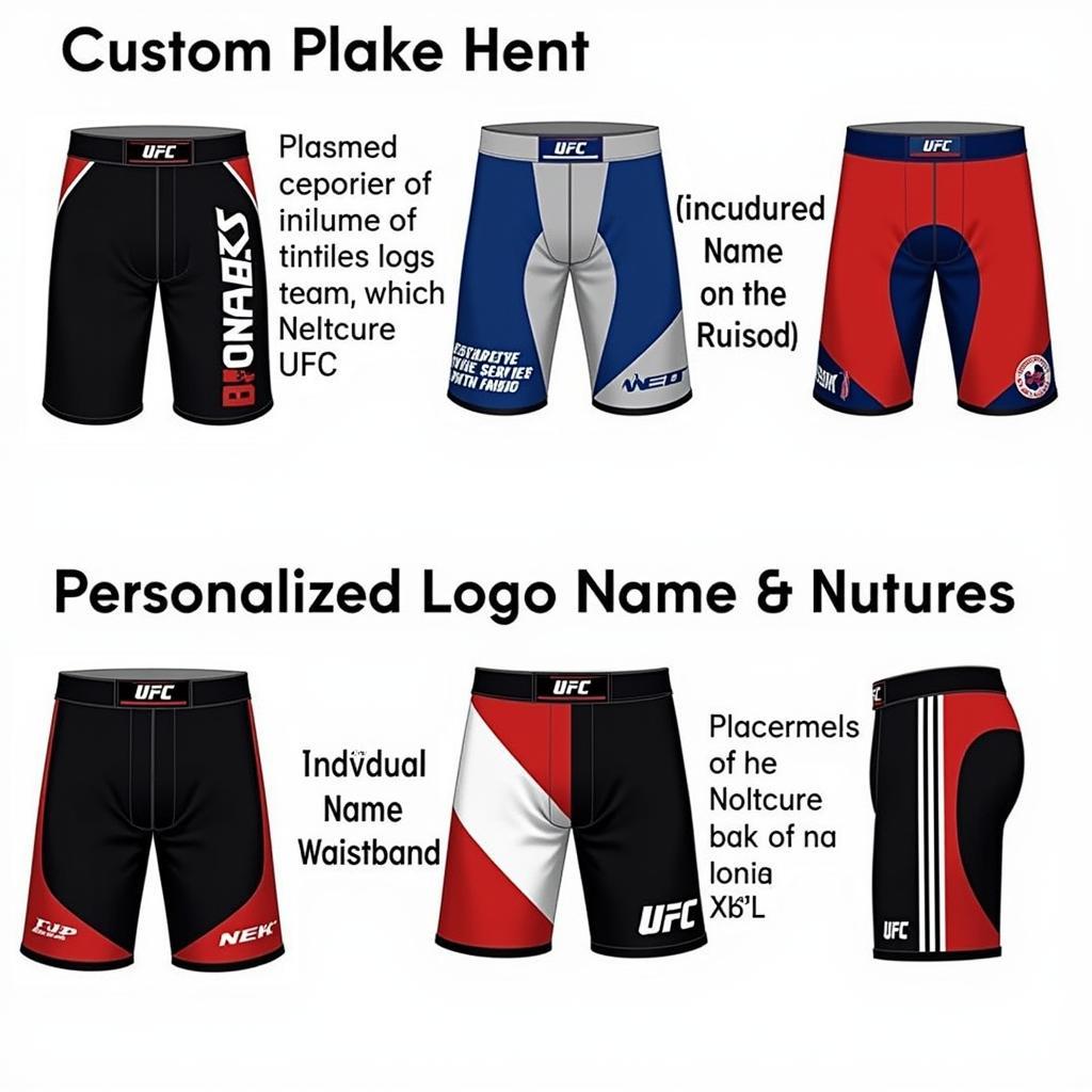 Custom UFC Venum shorts with personalized logos, names, and nicknames.