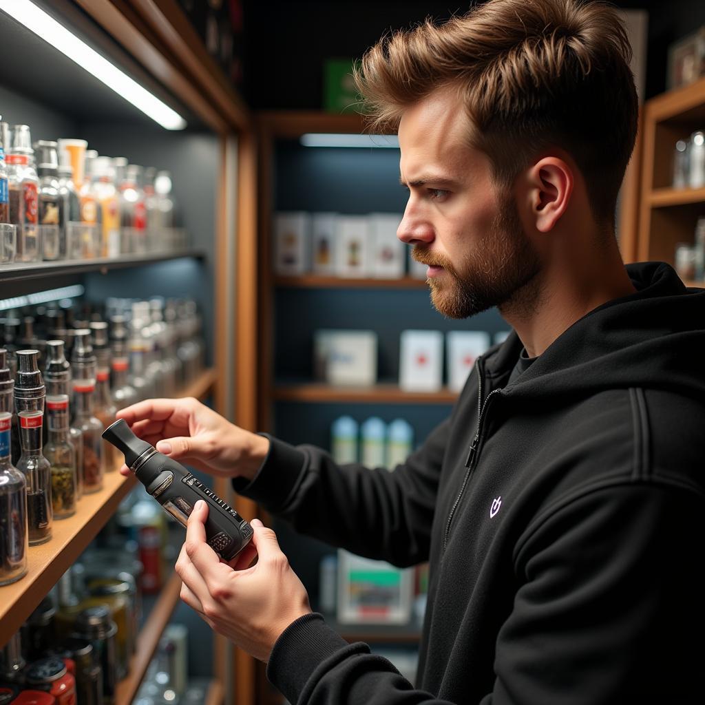 Customer Browsing Smoke Shop Products