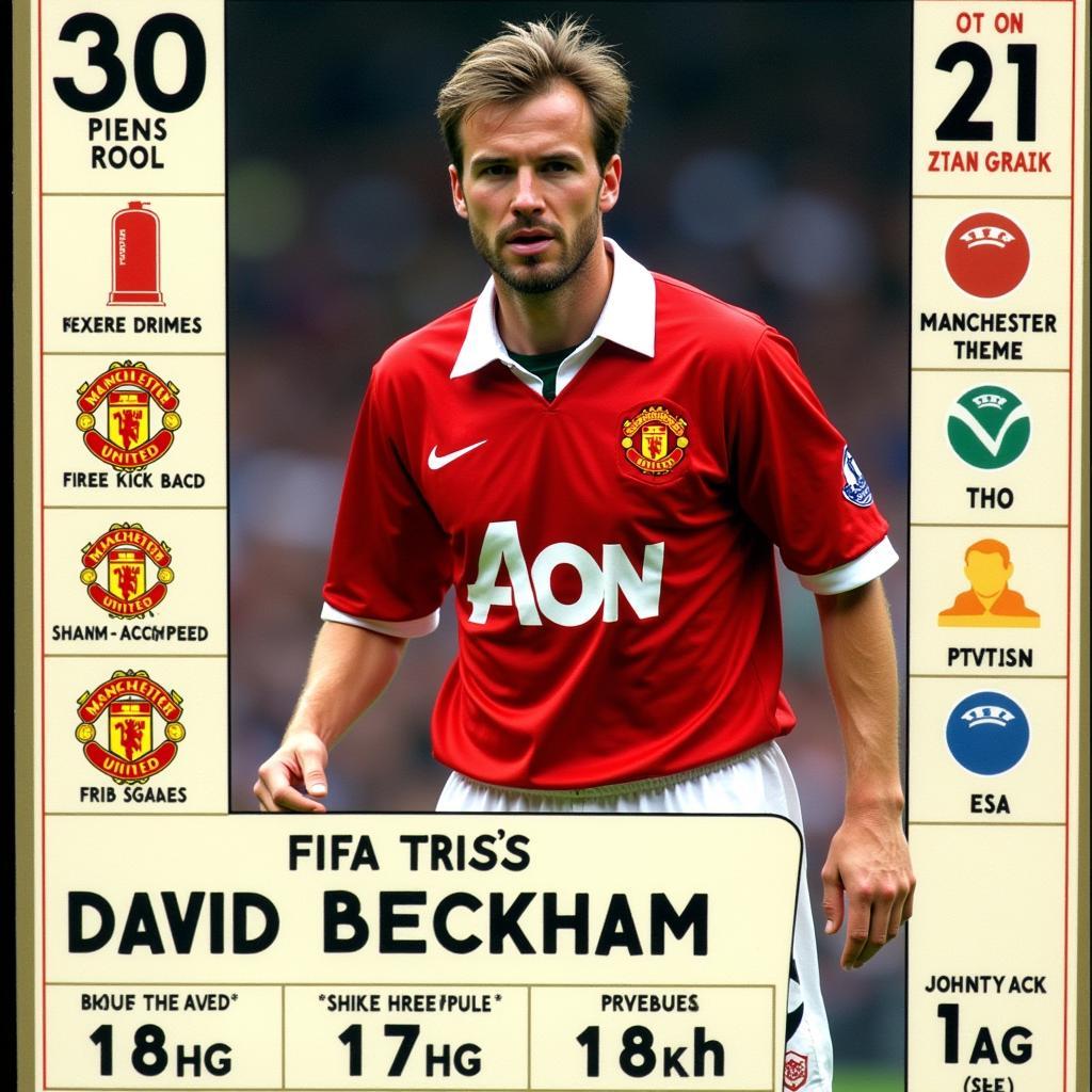 David Beckham FIFA 2002 Card Depicting his Manchester United Era