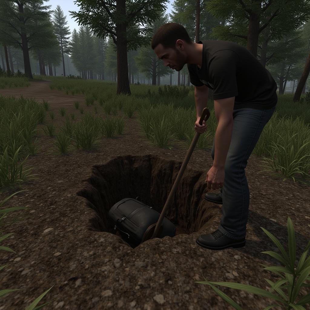 DayZ Player Burying Loot