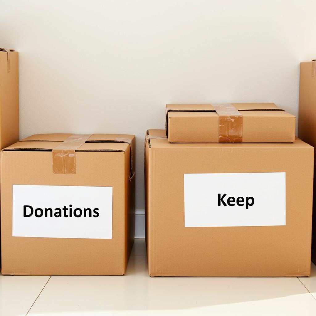 Decluttering Boxes and Donations