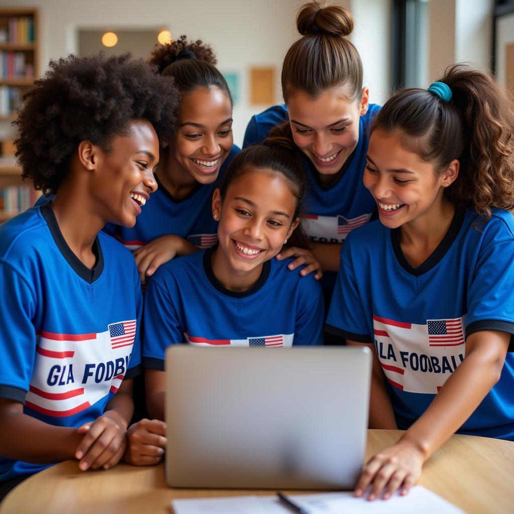 Teammates designing custom flag football jerseys