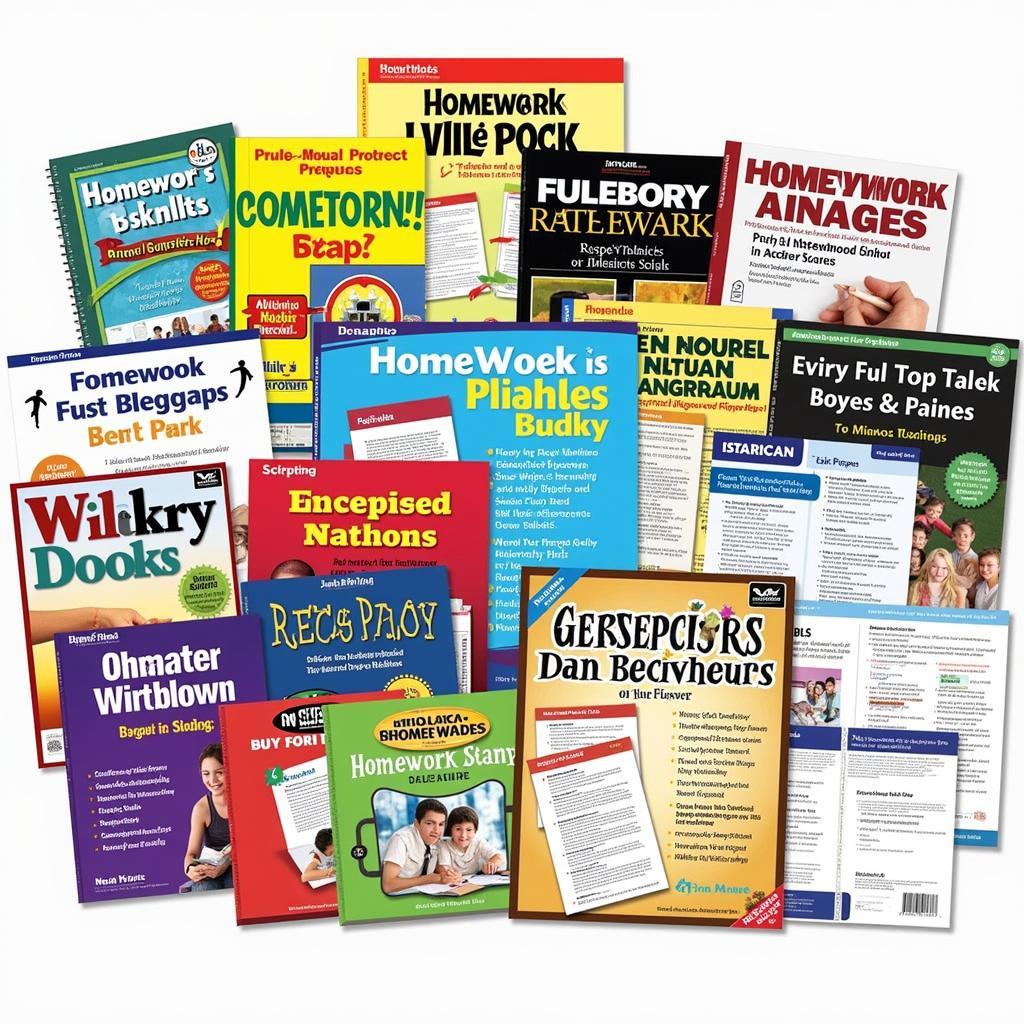 Variety of homework books for different learning needs