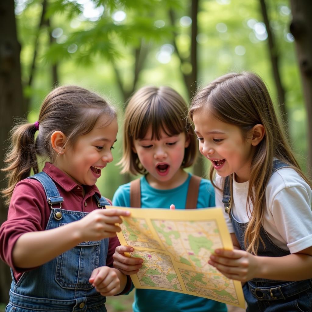 Kids Participating in a Treasure Hunt